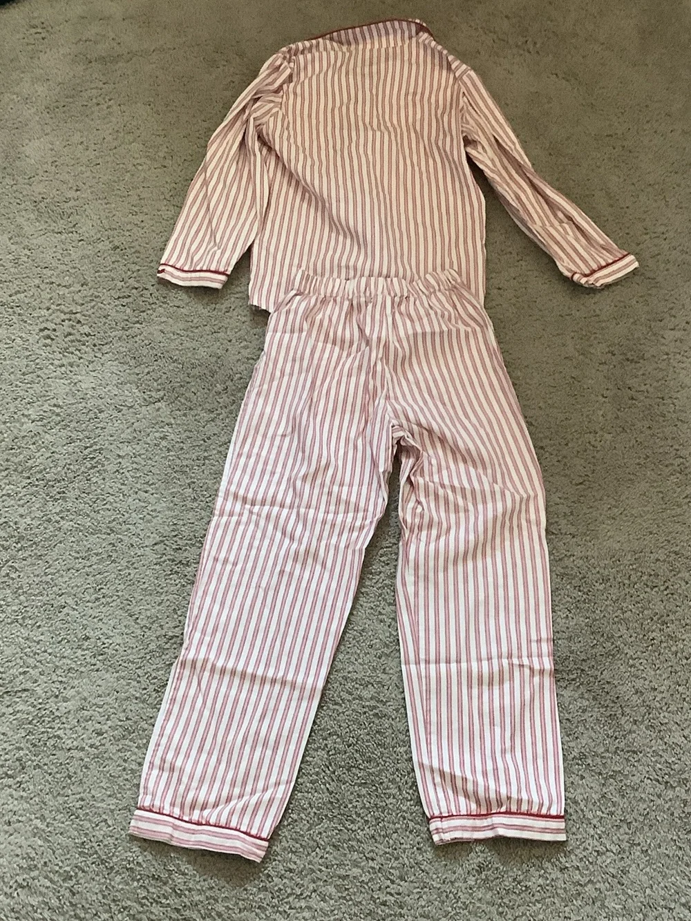 Petite Plume Kids Twill Pajama Set in Antique Red Ticking